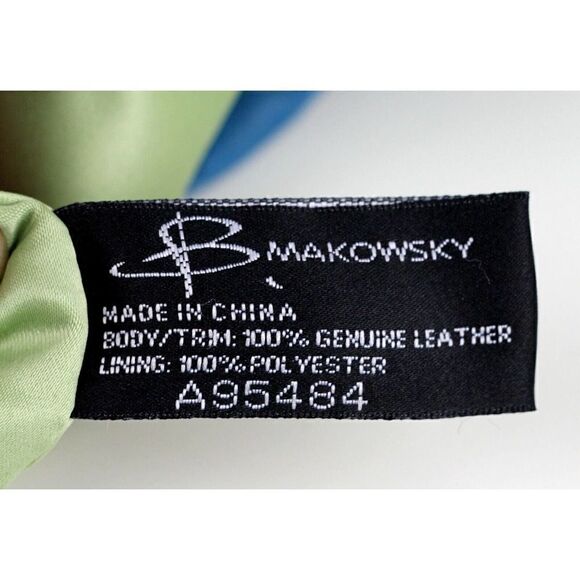 B.Makowsky BLUE GENUINE LEATHER STUDDED ZIP POCKET CROSSBODY SHOULDER BAG PURSE - Picture 13 of 16